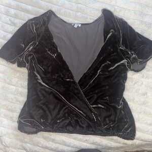 Splendid Black Velvet Wrap Blouse